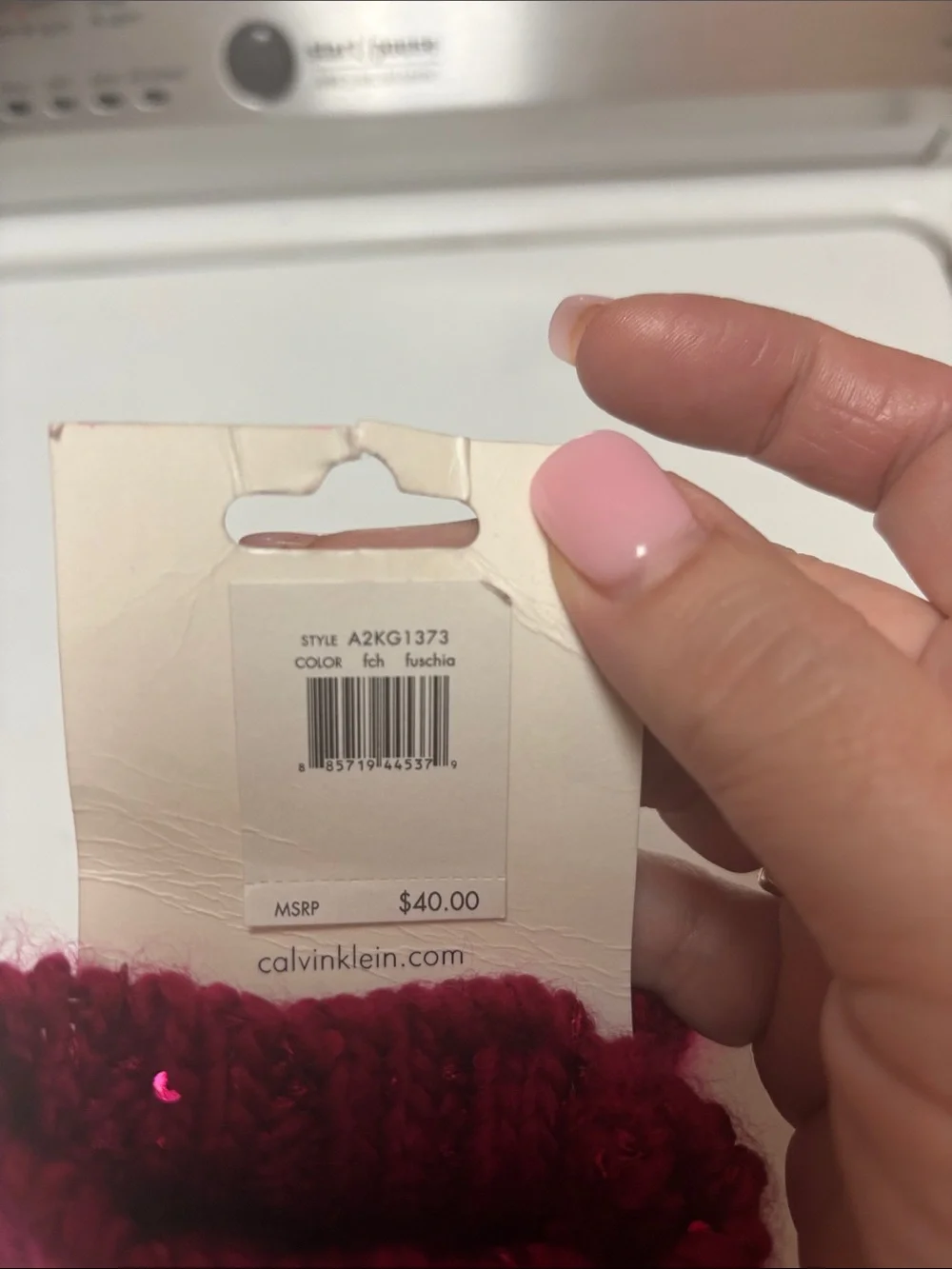 Calvin Klein Burgundy Knit Sequin Fingerless Gloves